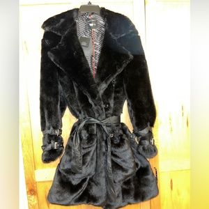 Mens Karl Mommoo Homme Front Tie Faux Fur Coat NWT